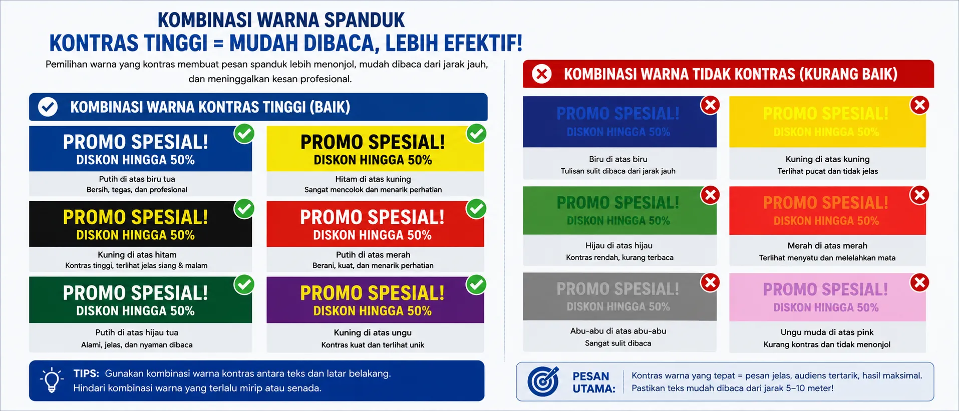 Perbandingan kombinasi warna desain spanduk